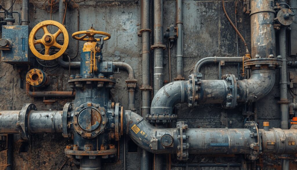 Industrial valves installed in a copper mining slurry pipeline system