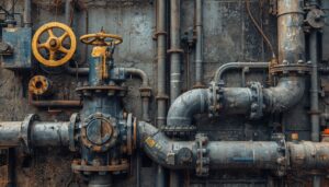 Industrial valves installed in a copper mining slurry pipeline system