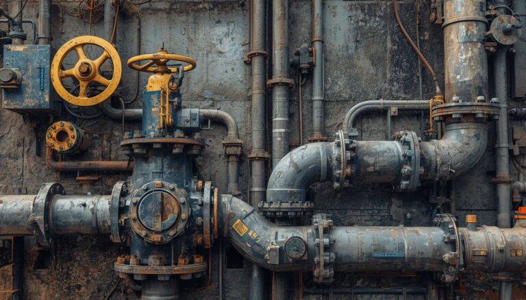 Industrial valves installed in a copper mining slurry pipeline system