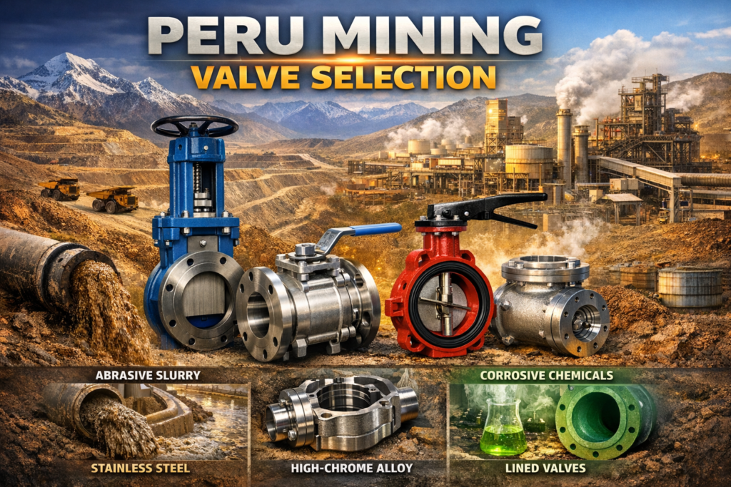 Industrial valves used in Peru mining projects for slurry transport and corrosion-resistant pipeline systems