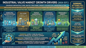 Industrial valve market analysis showing industrial valves supporting global infrastructure, energy, and water treatment projects in 2026