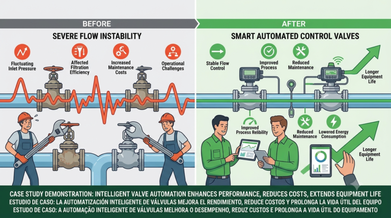 Smart valve automation stabilizing water treatment plant flow control system