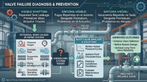 Industrial valve failure case study showing piping system reliability and root cause analysis